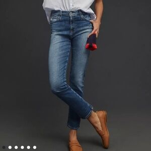 AG x Anthropologie | Stevie High Rise Slim Straight Ankle Jeans | Medium Blue Wa